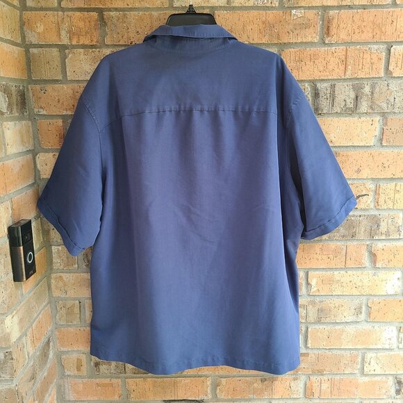 Claiborne Shirt Mens Size 3XLT Blue Short Sleeve Button Up Polyester Blend - Picture 3 of 9